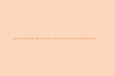 Special: Workshop: Über das Nein wertschätzend in Verbindung kommen